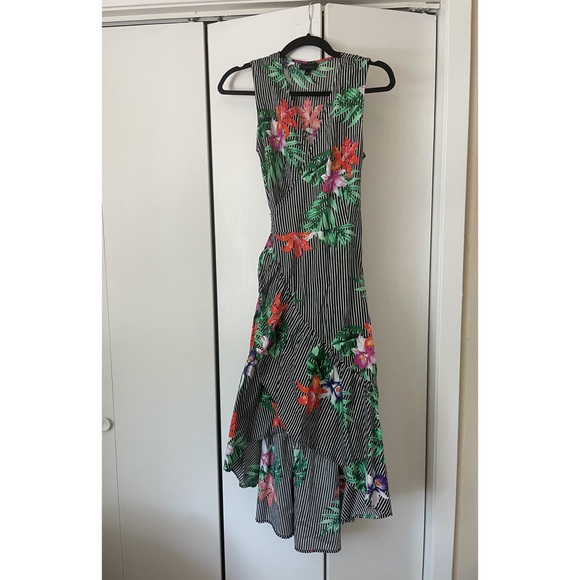 Bright Tropical Cotton Wrap Dress - Picture 1 of 6